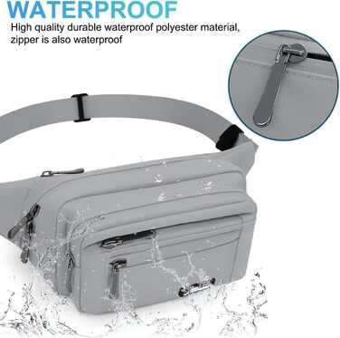 Чоловіча та жіноча поясна сумка на пояс, водонепроникна, з тримачем для пляшки, для піших прогулянок, прогулянок з собакою, активного відпочинку (A-сірий)
