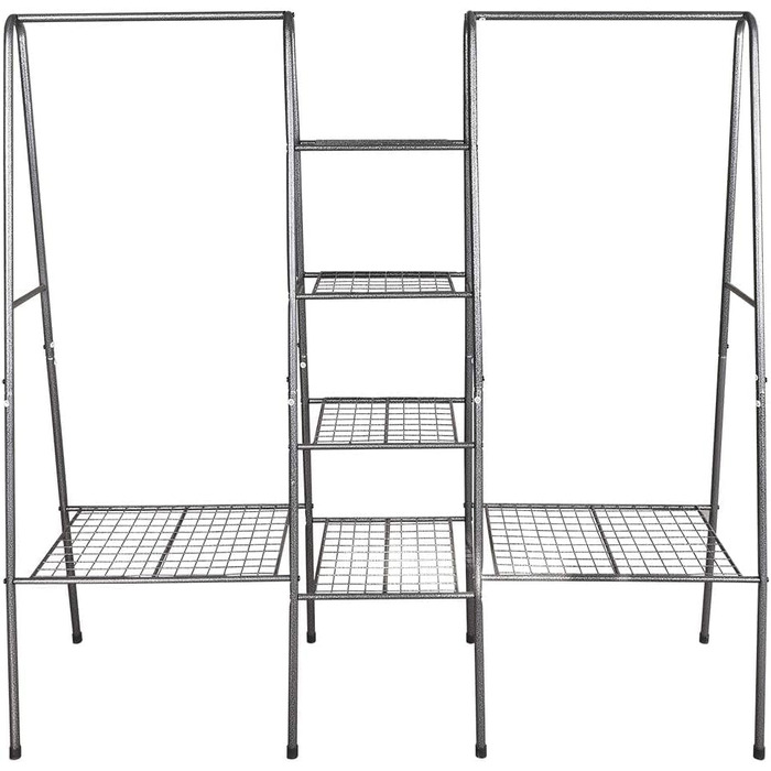 JURMERRY Metal Clothes Rack Clothes Rod Garment Racks with Shoe Storage, (Bronze)