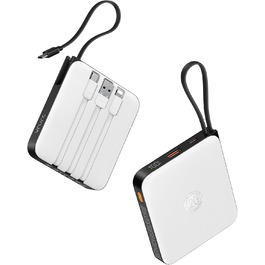 Power Bank VRURC 10000mAh з кабелем: компактний акумулятор USB-C, 22.5W, LED-дисплей, сумісний з iPhone та Huawei (зелений)
