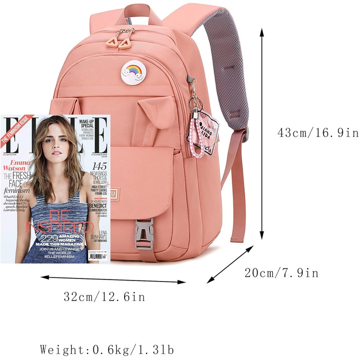 Жіночий рюкзак для школи, коледжу та подорожей, 15.6