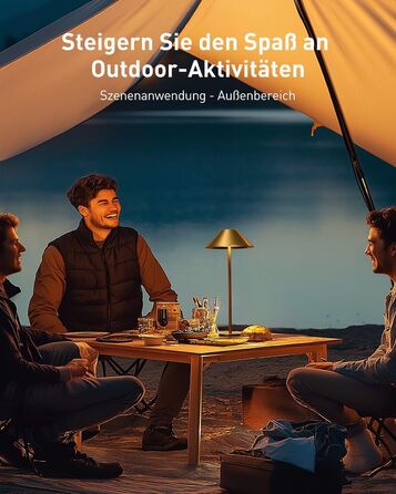 BOJIM 2 шт. LED настільна лампа на акумуляторі, золота, USB, сенсорне регулювання, IP54, водонепроникна, для балкона, поворотний наголовник