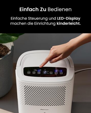 Про Бріз® Eco Kompakt 12L/день - Розумний осушувач повітря з Wi-Fi, LED-дисплеєм, функцією сушіння та автоматичним вимкненням (12л, 20 м²)