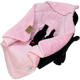 Універсальна дитяча ковдра Bo DANKA для автокрісла, коляски та Maxi Cosi, 80x80 см, з капюшоном і липучкою, для новонароджених, всесезонна, рожева