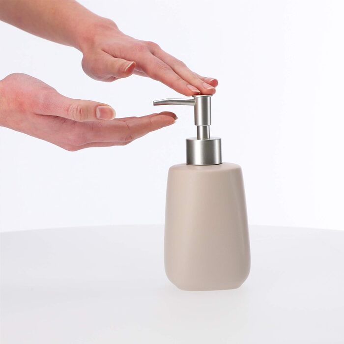 Дозатор для мила KADAX: керамічний диспенсер для рідкого мила, мийного засобу та лосьйону для ванної та кухні (Бежевий)