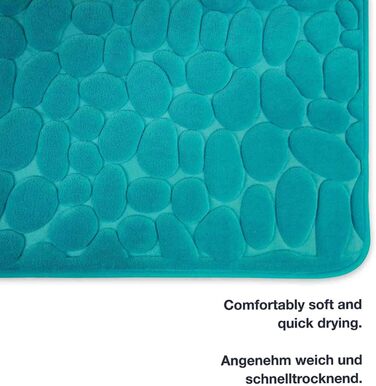 Memory Foam Bathroom Rug - Non-Slip Washable & Quick-Dry Bath Mat - 50x80 cm Petrol