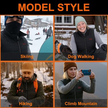 Обогревна жилетка для чоловіків та жінок, жилетка з підігрівом 15 зон та акумулятором 20000 mAh, для катання на лижах та полювання M Deep Black