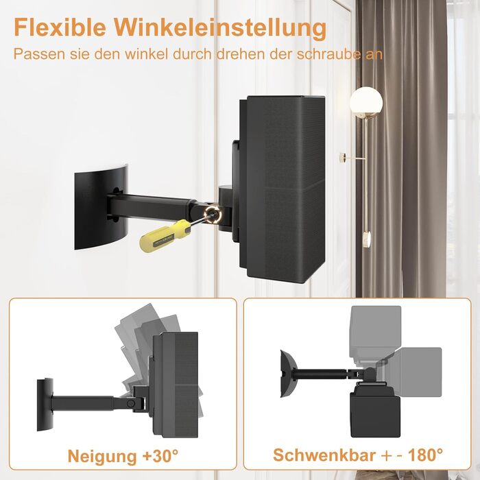 Кріплення для динаміків Bose (2 шт.): настінне та стельове. Підходить для UB-20, WB-50 II, Lifestyle, Soundtouch. Регульоване кріплення, чорний колір.