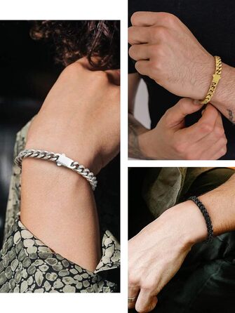 Чоловіча ланцюжок-панцир Miami Bestyle з подарунковою коробкою, 5/7/9/12.5 мм, 19/21/23 см, золото/чорний