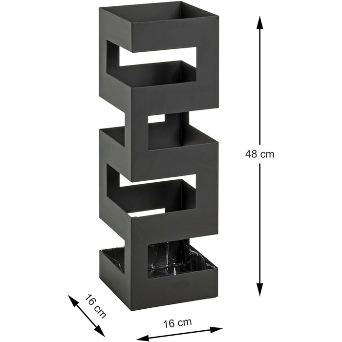 HAKU Modern White Metal Umbrella Stand - 16x48x16 cm - Black Accent