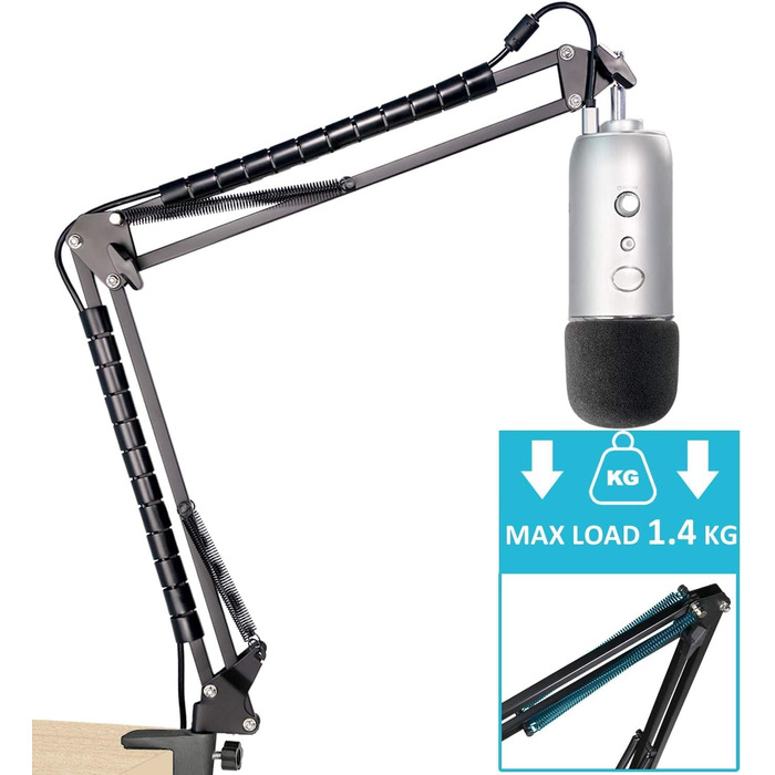 Підставка для мікрофона Blue Yeti SUNMON - міцна, поворотна на 360°, з металевою клямкою. Сумісна з HyperX QuadCast 2, Fifin AM8, Seiren Mini V3, MV7 та іншими мікрофонами.