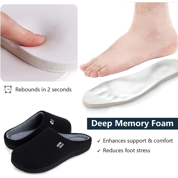 Чоловічі халапи RockDove Original з двокольоровою підошвою з memory foam, 49.5 EU, чорний та сірий