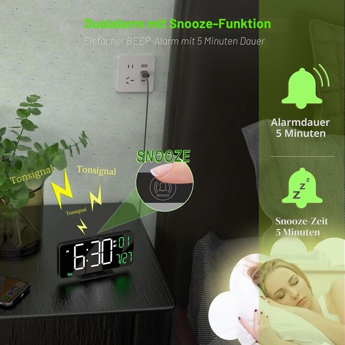 Цифровий LED годинник-будильник KOSUMOSU 6.7