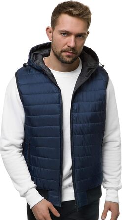 Чоловіча степкова жилетка OZONEEE з капюшоном, без рукавів, спортивна, для перехідного сезону, темно-синій (M)