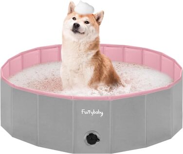 Foldable Dog Pool for Dogs, Dog Cushion Pool, Portable, for Dog Bathing, Plastic, Large, Hard, Kiddie Pool (Pink, 100 x 30 cm)