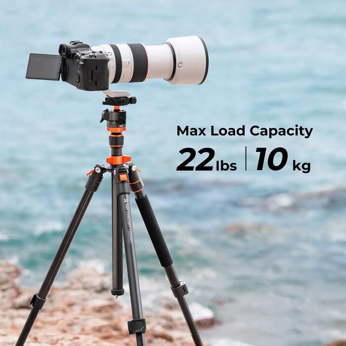Штатив K&F Concept 200 см з алюмінію для камери, K234A7(S210), з моноподом, поворотний на 360°, з швидкозахоплювальною платформою для Canon, Nikon, Sony, Olympus, вантажопідйомність 10 кг