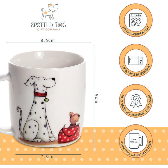 SPOTTED DOG GIFT COMPANY - Coffee mugs with dog and cat motifs - Gift for dog and cat lovers - Set of 4