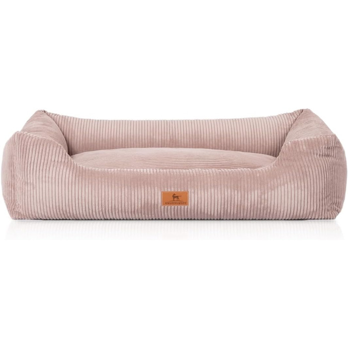 М'яке собаче ліжко Knuffelwuff Olivia з тканини Cord, 85 x 63 см, рожеве, знімний чохол, для собак великих, середніх та маленьких порід