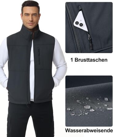 Чоловіча куртка Weste Outdoor з софтшелла, водонепроникна та вітронепроникна, з флісовою підкладкою, для походів, сіра (M)