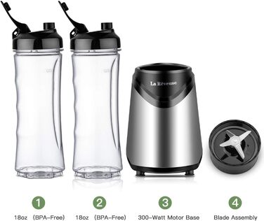 Блендер La Rêveuse Mix&Go Standmixer: компактний, електричний, рожевий, з 2 пляшками 550 мл