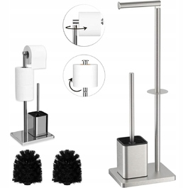 Тримач для туалетного паперу та йоржик 2в1, підлоговий стійка для ванної кімнати, сріблястий, 66 см