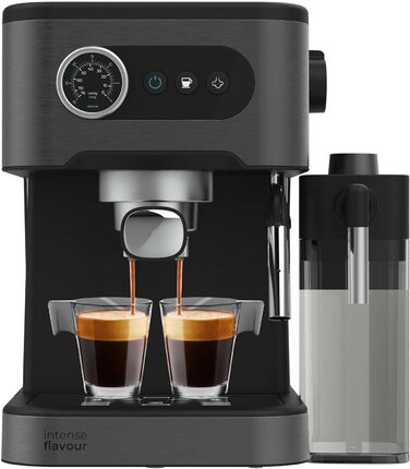 Кавоварка Cecotec Power Espresso 20 Pro Latte, 20 Бар, парова насадка, дисплей з кнопками, резервуар для води 1,5 л, резервуар для молока 550 мл, для еспресо та капучино