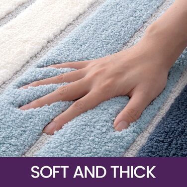 DEXI Non-Slip Bathroom Rug - Absorbent, Washable Bath Mat - 60 x 110 cm - Blue