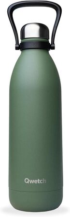QWETCH 1.5L Stainless Steel Thermos Flask - Khaki Titan - 48h Cold & 16h Hot - Leakproof & BPA-Free Insulated Water Bottle with Handle - 1500ml - Perfect for Camping, Picnics & Family