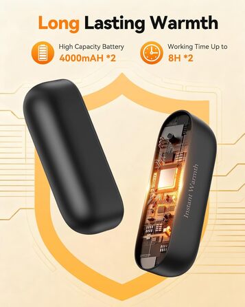 Електричний грієчка для рук 2-в-1 магнітний, 8000 mAh, 3 режими до 60°C, миттєвий нагрів, Dual USB-C, для активного відпочинку, подарунок, Raynauds, чорний