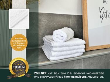 Набір махрових рушників для рук ZOLLNER, 50x70 см, 6 шт, білі — високоякісна бавовна, готельна серія, Oeko Tex, стійкі до прання при 95°C