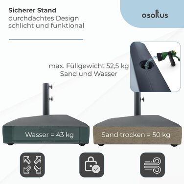 Osoltus umbrella stand 55 x 55cm on wheels, fillable, 43kg