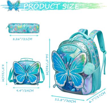 Шкільний рюкзак для дівчинки HTgroce, 3 клас, зелений з метеликом