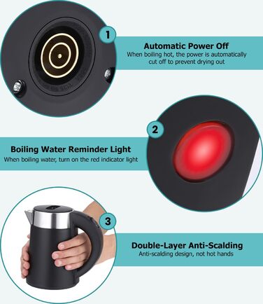 Електричний чайник-термос Hixava 800 мл для кемпінгу та подорожей. Швидкий нагрів, нержавіюча сталь