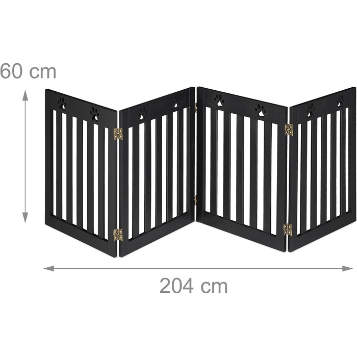 Захисний забірчик для собак Relaxdays, самостійний, 60 x 204 см, чорний, MDF, розкладний