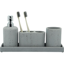 ZCCZ 4-Piece Bathroom Accessory Set, Black, with Soap Dispenser, Toothbrush Holder, Bathroom Tumbler, and Vanity Tray, Decorative Countertop Organizer