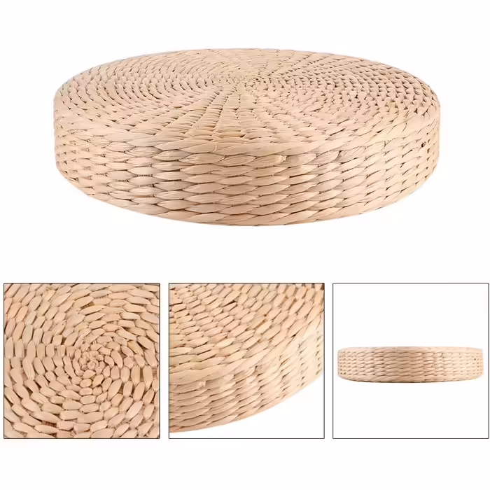 Fybida Japanese Floor Cushion, Round Pouf, Tatami Chair Pad, Yoga Seat Cushion, Knitted Floor Mat, Garden, Dining Room, Home Decor, Outdoor (30 cm X 5 cm)