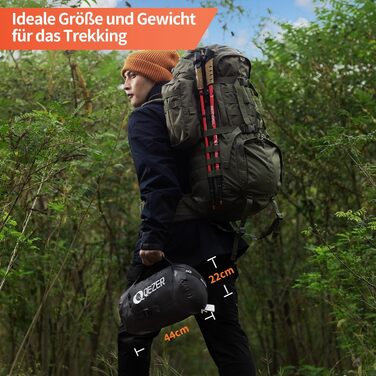 Спальний мішок пуховий зимовий, 600FP+ преміум пух, 12°C до -24°C, легкий та теплий для 3-4 сезонів, кемпінг, походи та трекінг, чорний