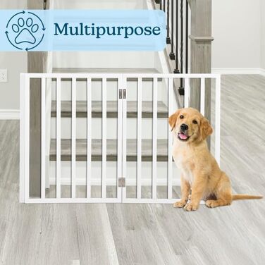 Ворота для собак PETMAKER – дерев'яні, розкладні, аккордеон, 61 см, білі