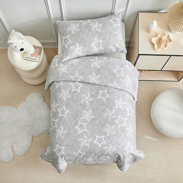 Комплект постільної білизни для дитячого ліжечка, зелений квітковий принт, 120 x 150 см. Підходить для ліжечок малюків та дівчаток. М'який двосторонній комплект з простирадлом та наволочкою.