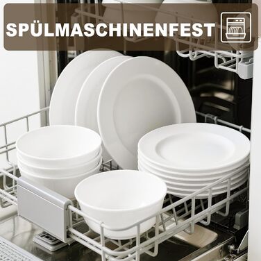 Набір посуду 12 шт. – 36 предметів, міцний, легкий, з мисками для каші 26 oz, десертними та обідніми тарілками 10,5 дюймів, придатний для миття в посудомийній машині, багаторазовий, подарунок для дому, для щоденного використання, посуд білий