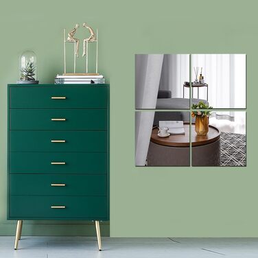 Акрилові дзеркала на стіну, самоклеючі, 4 шт., безпечні, для макіяжу, дому, спортзалу (30x30 см, 20x20 см)