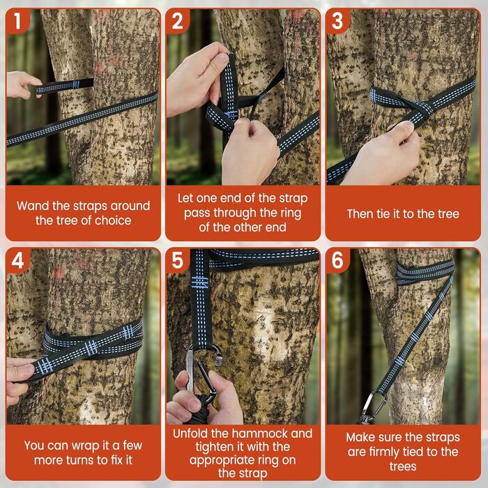 Гамак подвійний XXL 300x200 см: складаний, ультралегкий, для кемпінгу, саду, подорожей (помаранчевий)