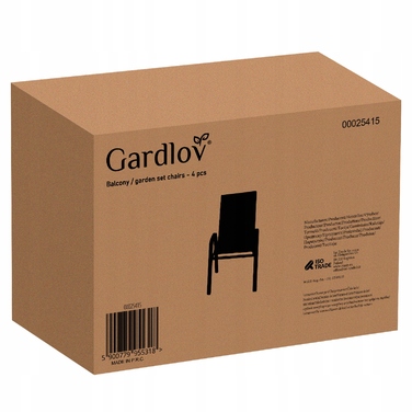 Садові стільці Gardlov 00025415, металеві, чорні, 4 шт.