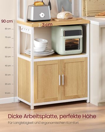 Стелаж кухонний VASAGLE з розетками, 90 см, 40x60x170 см, вінтажний, 8 гачків