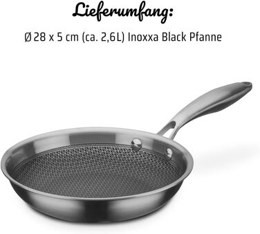 Сковорода Bratpfanne Inoxxa Black ⌀28 см з антипригарним покриттям та стільниковою структурою