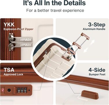 Чемодан VIPbox з жорсткою обшивкою, великий (75 см), розширюваний, легкий, з полікарбонату, з TSA замком, білий, M+XL (55+75 см)