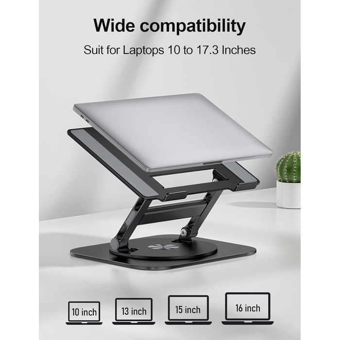 MCHOSE Adjustable Laptop Stand - Ergonomic Aluminum Laptop Riser for Desk - 360° Rotation - Compatible with MacBook Air & 10-17