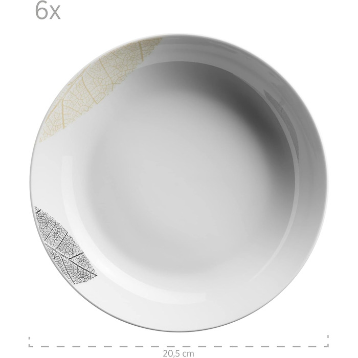 Сервіз MÄSER 931215 для 6 осіб, 30 предметів, білий порцеляновий посуд без обідків