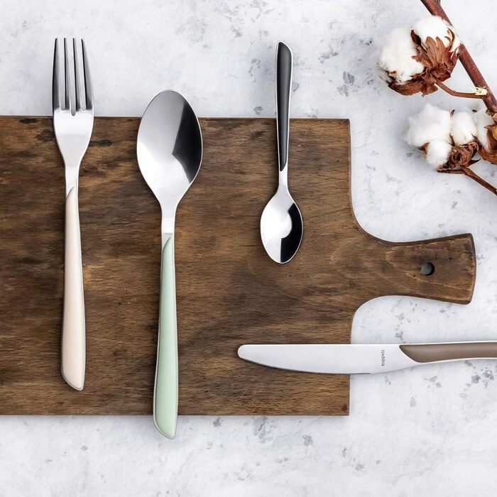 Набір столових приборів Kuppels Prisma для 6 осіб з нержавіючої сталі з рожевими ручками | 24 шт.