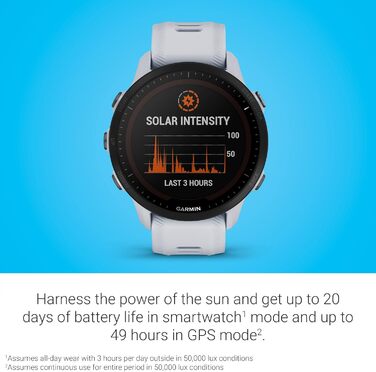 Garmin Forerunner 955 - GPS-годинник для триатлонів, бігу, з сонячною батареєю, білий
