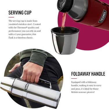 King Stainless Steel Flask with Handle - 1.2L / 1200ml - Raspberry Color